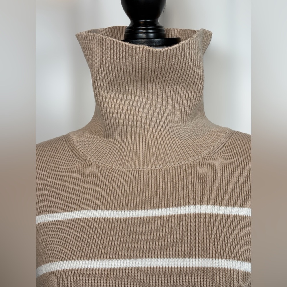 LAKE Madeline 100% Cotton Drop Sweater XL | Driftwood Ivory Stripe Oversized - Picture 6 of 12